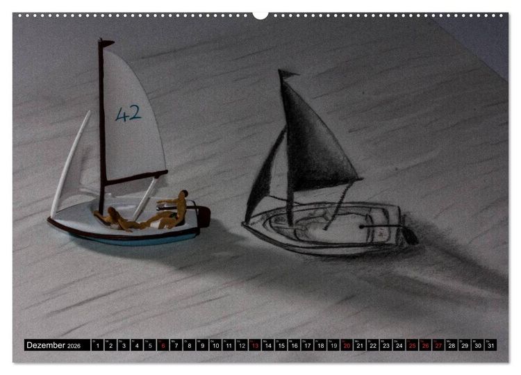 Produktbild: PAPERminis &ndash; Ein Mixed-Media-Figuren-Projekt mit Stift und Papier (hochwertiger Premium Wandkalender 2026 DIN A2 quer), Kunstdruck in Hochglanz