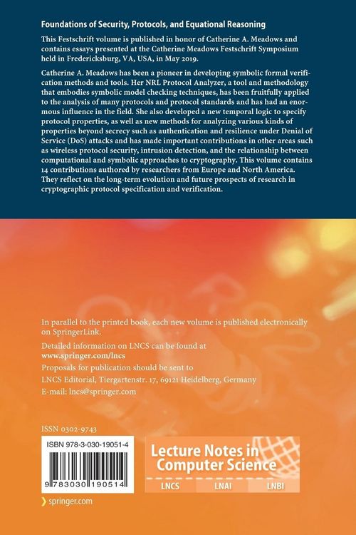 Produktbild: Foundations of Security, Protocols, and Equational Reasoning