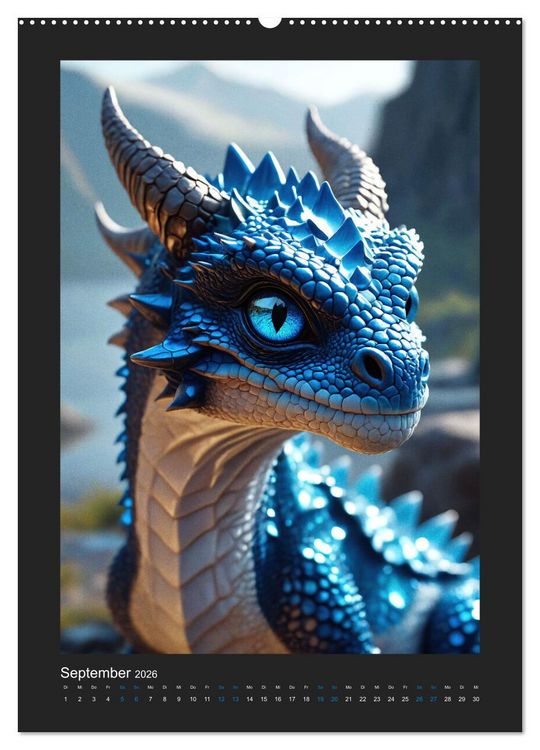 Produktbild: Verzauberte Drachen: Ein Jahr voll kleiner Wunder! (hochwertiger Premium Wandkalender 2026 DIN A2 hoch), Kunstdruck in Hochglanz