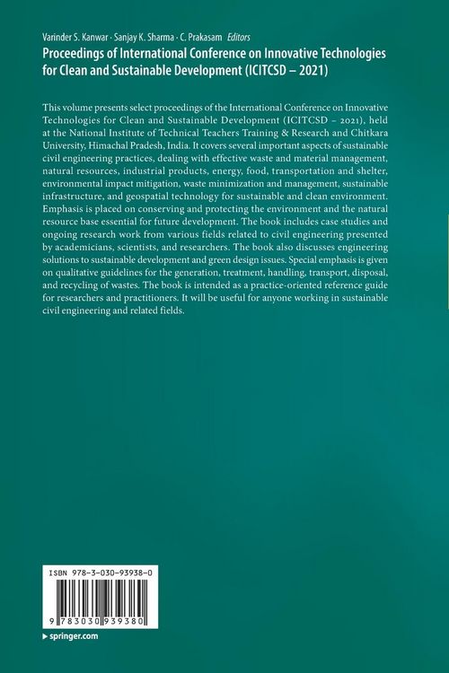 Produktbild: Proceedings of International Conference on Innovative Technologies for Clean and Sustainable Development (ICITCSD &ndash; 2021)