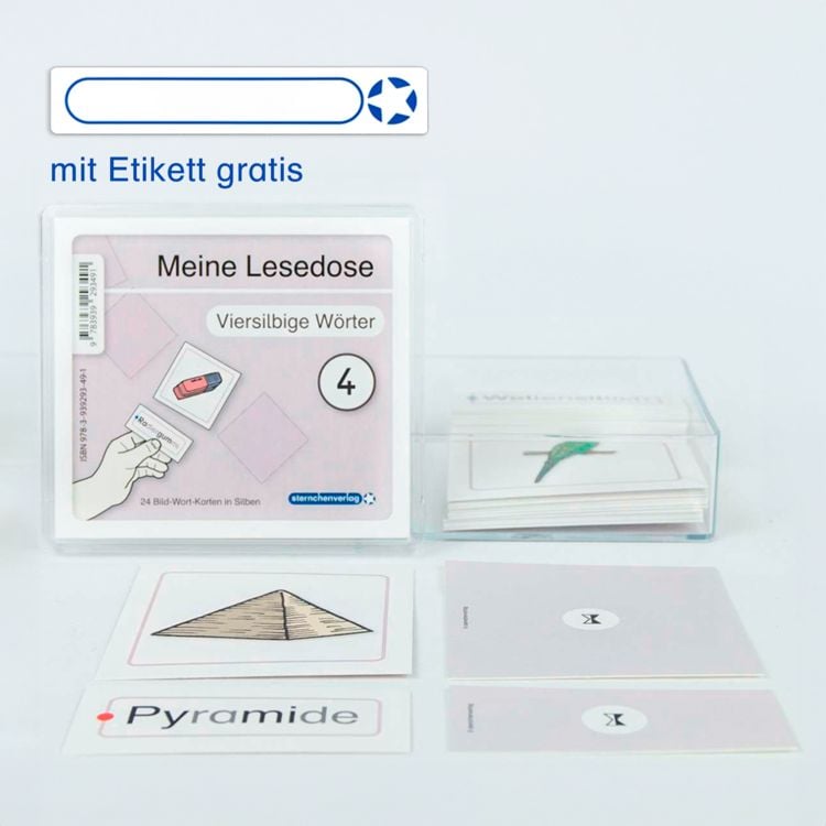 Produktbild: Meine Lesedose 4 - viersilbige W&ouml;rter - Jetzt neu mit Etikett zum Beschriften