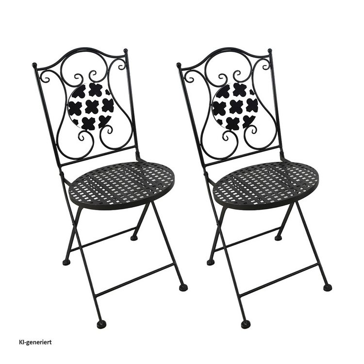 Produktbild: HTI-Living Gartenstuhl 2er-Set Metall Black and White Gartenstuhl 2er-Set Metall Black and White