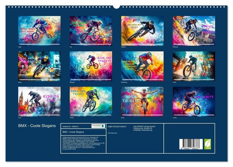 Produktbild: BMX - Coole Slogans (hochwertiger Premium Wandkalender 2026 DIN A2 quer), Kunstdruck in Hochglanz