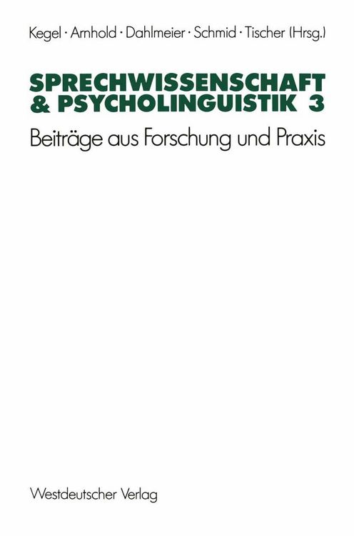 Produktbild: Sprechwissenschaft & Psycholinguistik 3