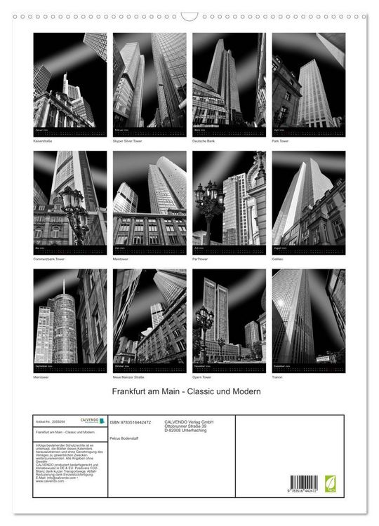 Produktbild: Frankfurt am Main - Classic und Modern (Wandkalender 2026 DIN A2 hoch), CALVENDO Monatskalender