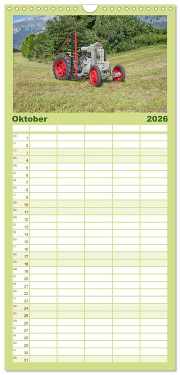 Produktbild: Familienplaner 2026 - Traktoren &ndash; Nostalgie auf dem Bauernhof mit 5 Spalten (Wandkalender, 21 x 45 cm) CALVENDO