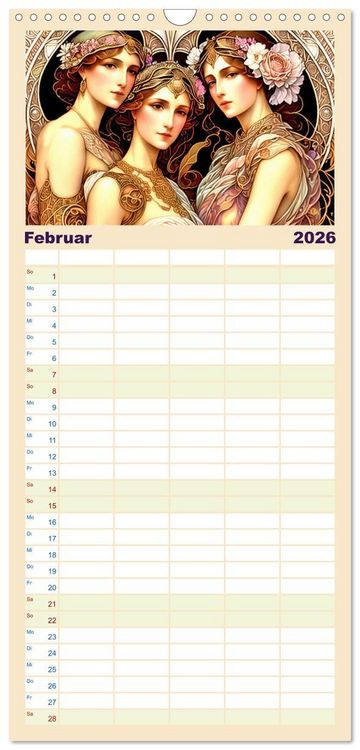 Produktbild: Familienplaner 2026 - Art Deco Freundinnen mit 5 Spalten (Wandkalender, 21 x 45 cm) CALVENDO