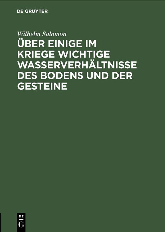 Produktbild: &Uuml;ber einige im Kriege wichtige Wasserverh&auml;ltnisse des Bodens und der Gesteine