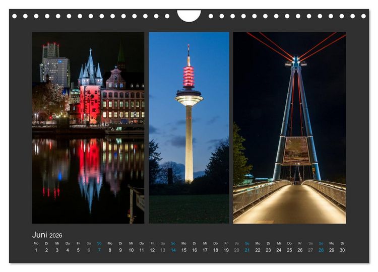 Produktbild: FRANKFURT - Nachtlichter 2026 (Wandkalender 2026 DIN A4 quer), CALVENDO Monatskalender