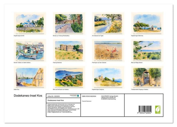 Produktbild: Dodekanes-Insel Kos (Wandkalender 2026 DIN A3 quer), CALVENDO Monatskalender