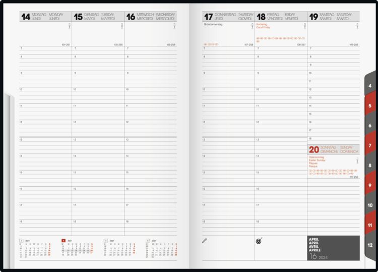 Produktbild: BuchkalenderStudioplan grau 1W/2S