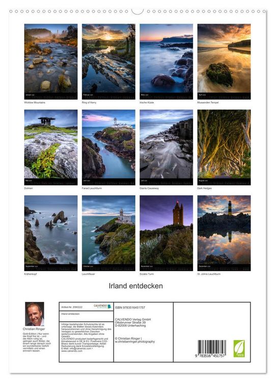 Produktbild: Irland entdecken (hochwertiger Premium Wandkalender 2026 DIN A2 hoch), Kunstdruck in Hochglanz