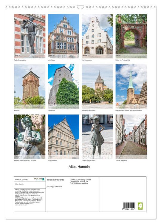 Produktbild: Altes Hameln (Wandkalender 2026 DIN A2 hoch), CALVENDO Monatskalender
