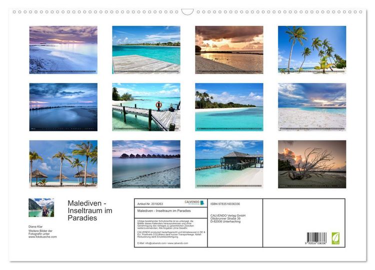Produktbild: Malediven - Inseltraum im Paradies (Wandkalender 2026 DIN A2 quer), CALVENDO Monatskalender