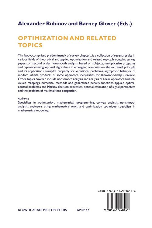 Produktbild: Optimization and Related Topics