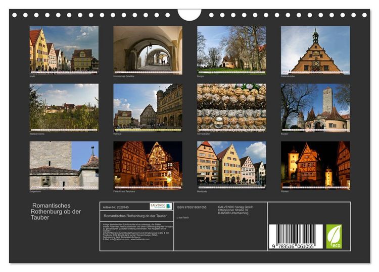Produktbild: Romantisches Rothenburg ob der Tauber (Wandkalender 2026 DIN A4 quer), CALVENDO Monatskalender