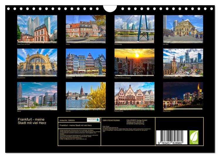 Produktbild: Frankfurt - meine Stadt mit viel Herz (Wandkalender 2026 DIN A4 quer), CALVENDO Monatskalender