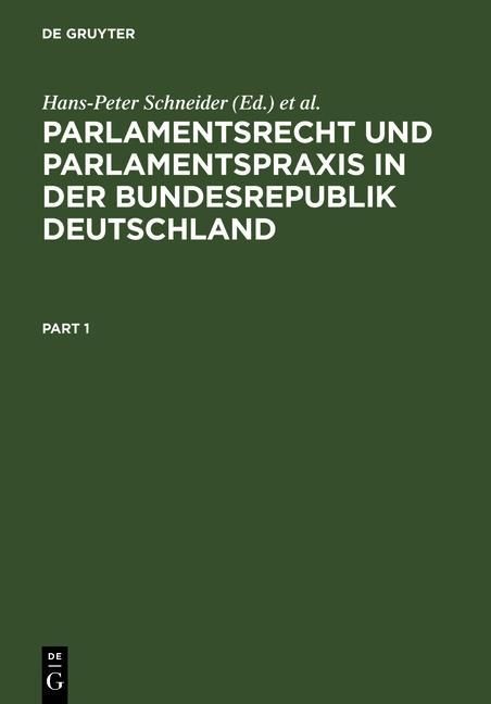 Produktbild: Parlamentsrecht und Parlamentspraxis in der Bundesrepublik Deutschland