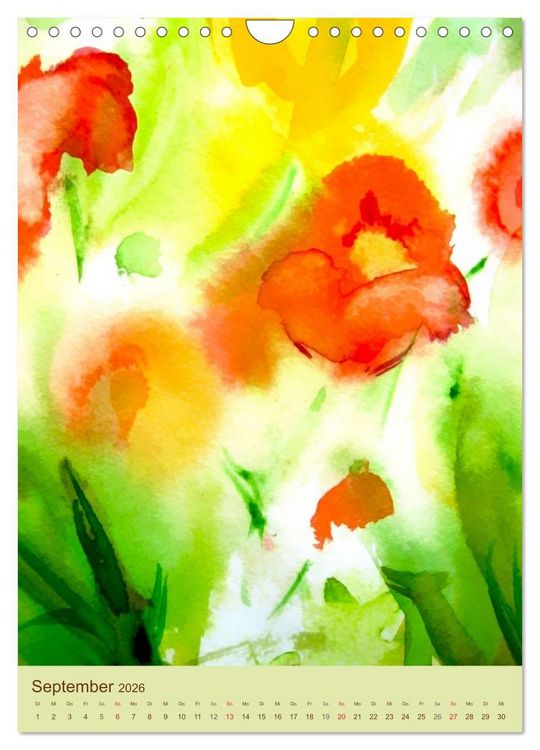 Produktbild: Blumenaquarelle (Wandkalender 2026 DIN A4 hoch), CALVENDO Monatskalender