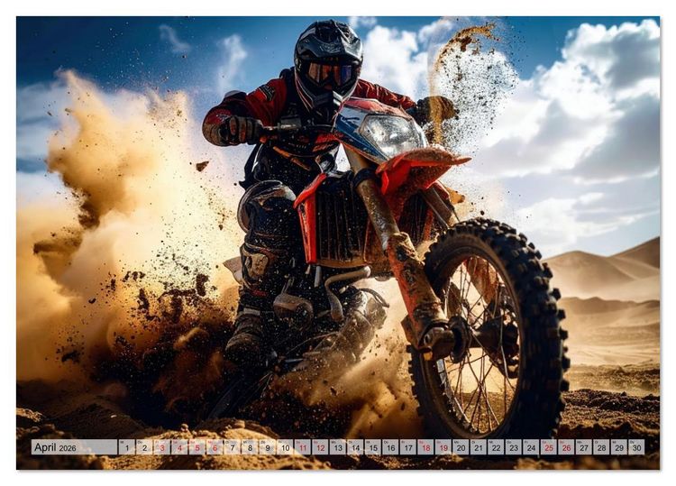 Produktbild: W&uuml;stenabenteuer - Spektakul&auml;re Moto-Rallys (Tischkalender 2026 DIN A5 quer), CALVENDO Monatskalender
