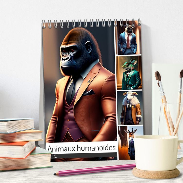 Produktbild: Animaux humano&iuml;des (Calendrier de bureau 2026 DIN A5 horizontal), CALVENDO calendrier mensuel