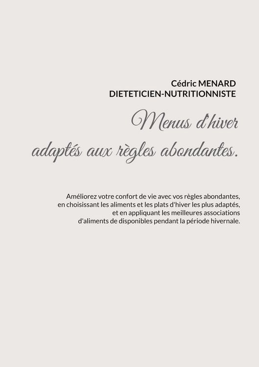 Produktbild: Menus d'hiver adapt&eacute;s aux r&egrave;gles abondantes.