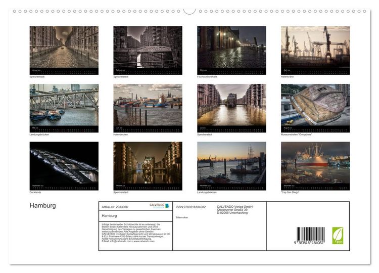 Produktbild: Hamburg (hochwertiger Premium Wandkalender 2026 DIN A2 quer), Kunstdruck in Hochglanz