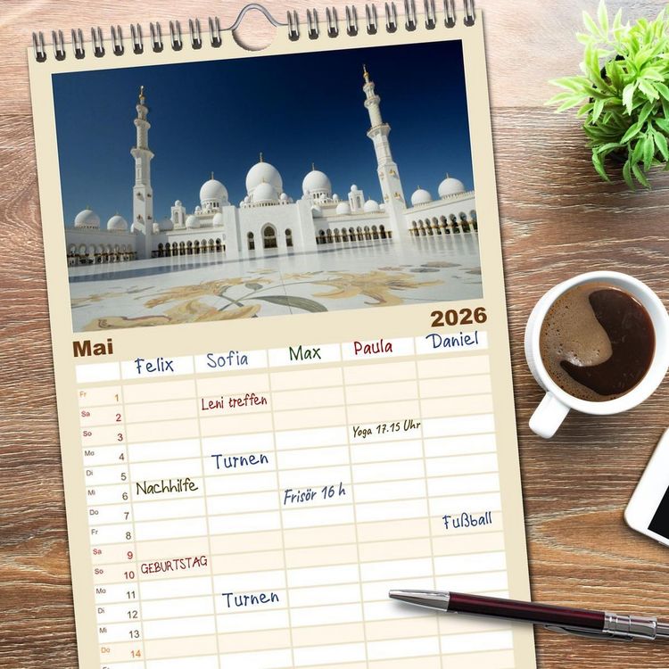 Produktbild: Familienplaner 2026 - Abu Dhabi, eine Stadt der Zukunft. mit 5 Spalten (Wandkalender, 21 x 45 cm) CALVENDO