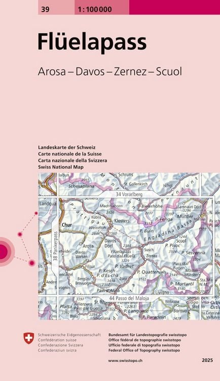Produktbild: Swisstopo 1 : 100 000 Fl&uuml;elapass