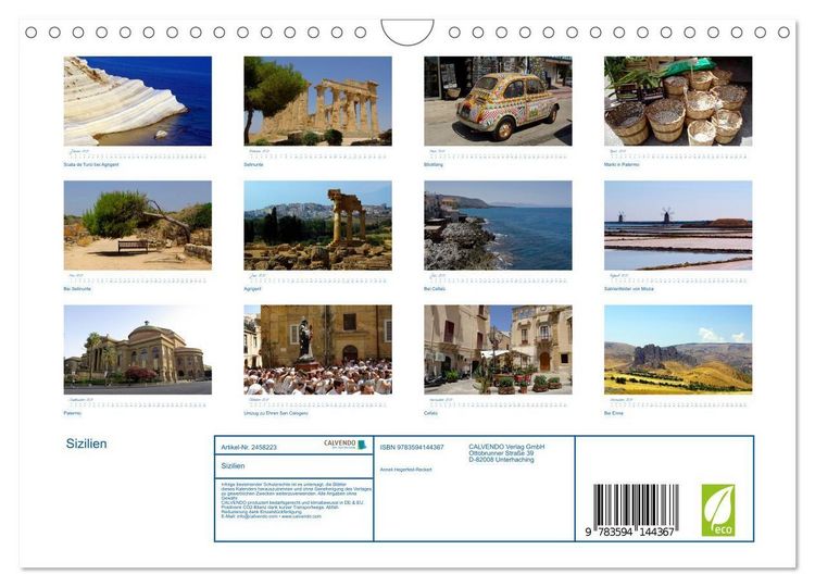 Produktbild: Sizilien (Wandkalender 2027 DIN A4 quer), CALVENDO Monatskalender