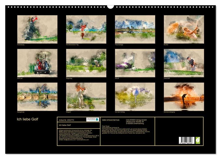 Produktbild: Ich liebe Golf (Wandkalender 2026 DIN A2 quer), CALVENDO Monatskalender