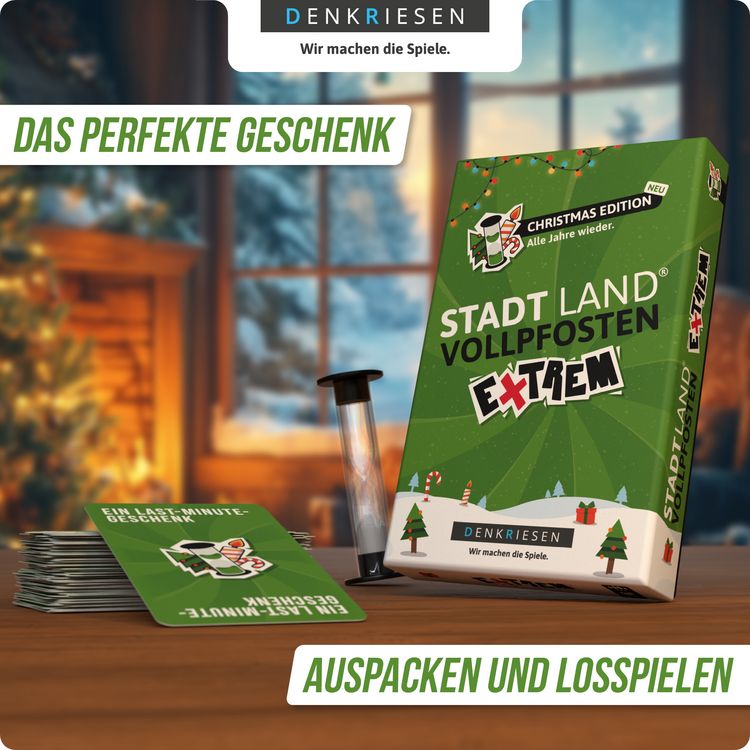 Produktbild: DENKRIESEN Kartenspiel STADT LAND VOLLPFOSTEN Extrem Christmas Edition
