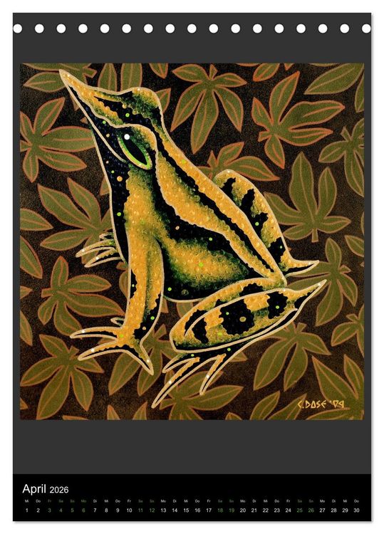 Produktbild: Acrylic paintings - Pfeilgiftfr&ouml;sche und Cham&auml;leons (Tischkalender 2026 DIN A5 hoch), CALVENDO Monatskalender