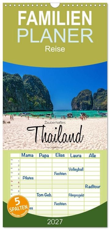 Produktbild: Familienplaner 2027 - Zauberhaftes Thailand mit 5 Spalten (Wandkalender, 21 x 45 cm) CALVENDO