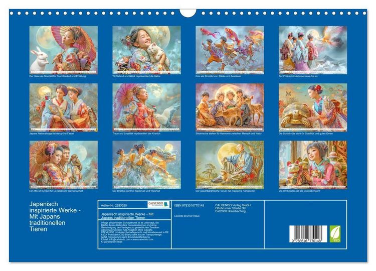 Produktbild: Japanisch inspirierte Werke - Mit Japans traditionellen Tieren (Wandkalender 2027 DIN A3 quer), CALVENDO Monatskalender
