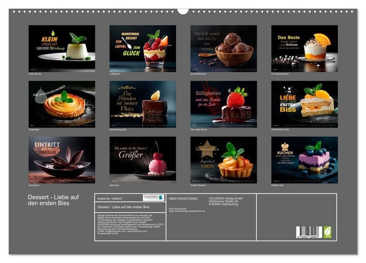 Produktbild: Dessert - Liebe auf den ersten Biss (Wandkalender 2026 DIN A2 quer), CALVENDO Monatskalender