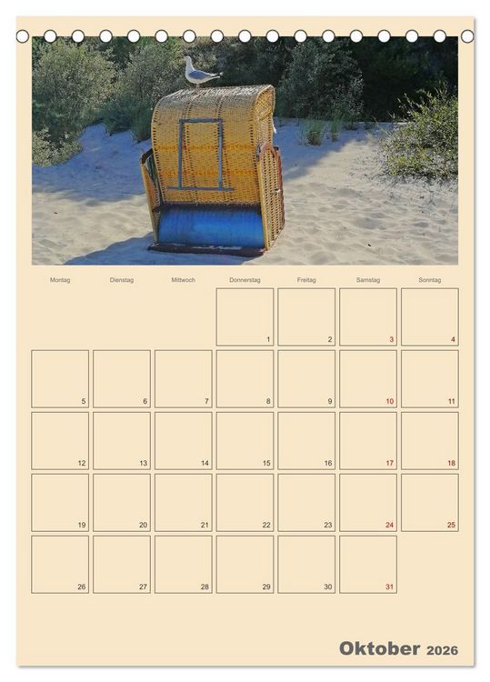 Produktbild: Usedom Ostsee - Terminplaner (Tischkalender 2026 DIN A5 hoch), CALVENDO Monatskalender