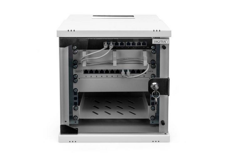 Produktbild: Digitus DN-49100 10 Zoll Wandgeh&auml;use 6 HE Grau, Grau (Metallgeh&auml;use), Grau (RAL 7035)