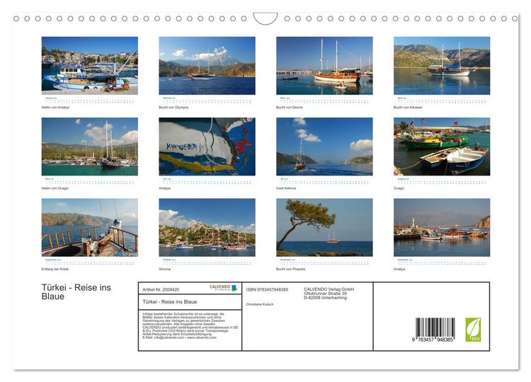 Produktbild: T&uuml;rkei - Reise ins Blaue (Wandkalender 2026 DIN A3 quer), CALVENDO Monatskalender
