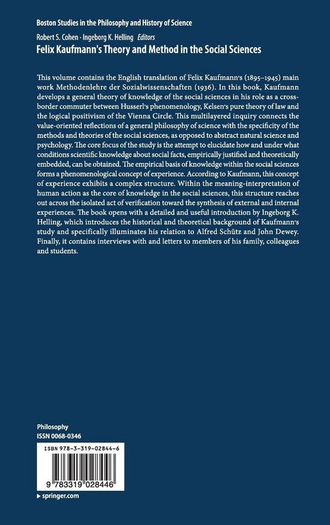 Produktbild: Felix Kaufmann's Theory and Method in the Social Sciences