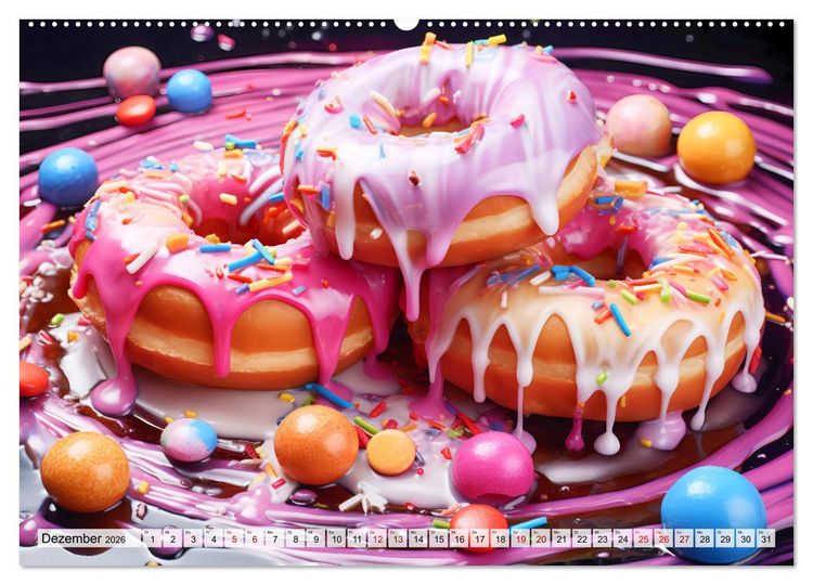 Produktbild: Bunte Donut-Tr&auml;ume - Himmlischer Geschmack aus Krapfenteig (hochwertiger Premium Wandkalender 2026 DIN A2 quer), Kunstdruck in Hochglanz