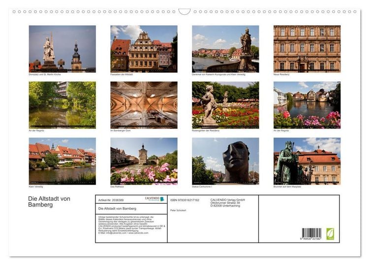 Produktbild: Die Altstadt von Bamberg (Wandkalender 2026 DIN A2 quer), CALVENDO Monatskalender