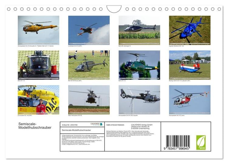 Produktbild: Semiscale-Modellhubschrauber (Wandkalender 2026 DIN A4 quer), CALVENDO Monatskalender