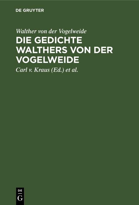 Produktbild: Die Gedichte Walthers von der Vogelweide