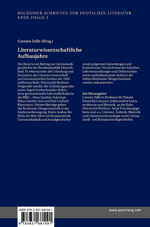 Produktbild: Literaturwissenschaftliche Aufbaujahre