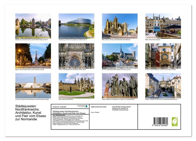Produktbild: St&auml;dtejuwelen Nordfrankreichs. Architektur, Kunst und Flair vom Elsass zur Normandie (hochwertiger Premium Wandkalender 2026 DIN A2 quer), Kunstdruck in Hochglanz