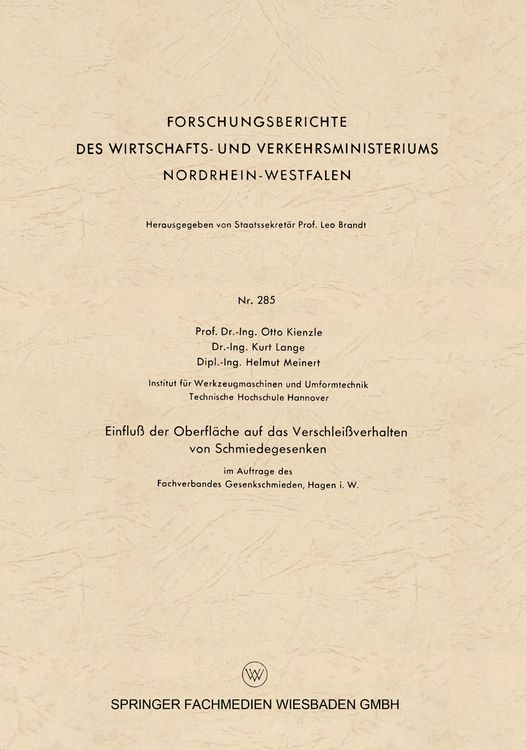 Produktbild: Einflu&szlig; der Oberfl&auml;che auf das Verschlei&szlig;verhalten von Schmiedegesenken