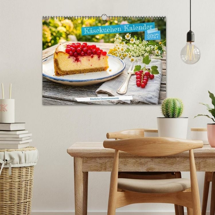 Produktbild: K&auml;sekuchen Kalender - K&ouml;stliche Dessertmomente (Wandkalender 2027 DIN A3 quer), CALVENDO Monatskalender