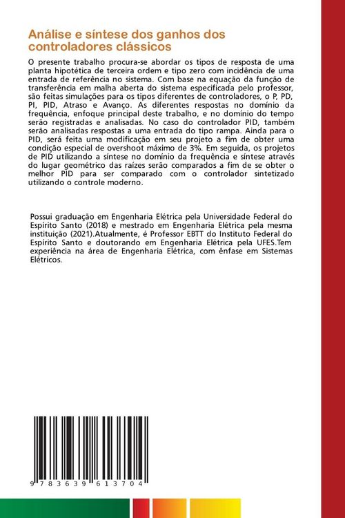 Produktbild: An&aacute;lise e s&iacute;ntese dos ganhos dos controladores cl&aacute;ssicos