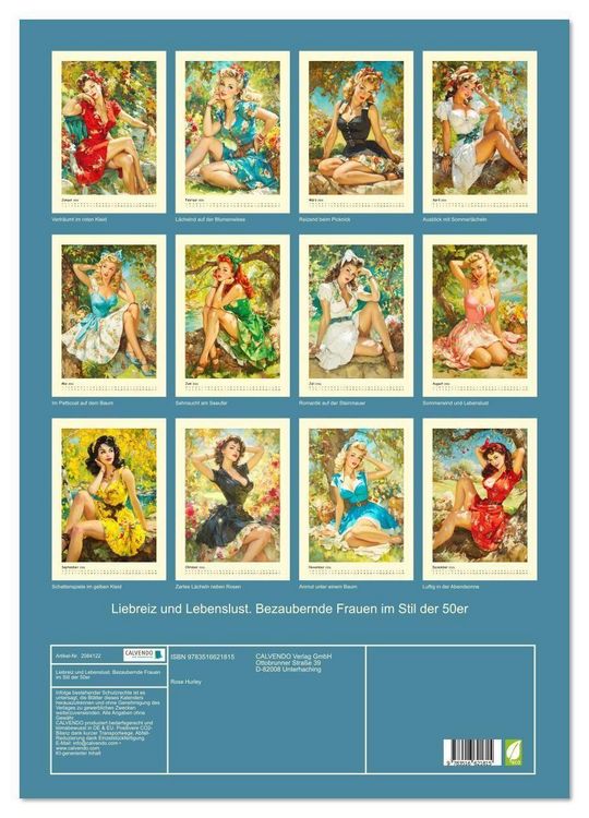 Produktbild: Liebreiz und Lebenslust. Bezaubernde Frauen im Stil der 50er (Wandkalender 2026 DIN A2 hoch), CALVENDO Monatskalender